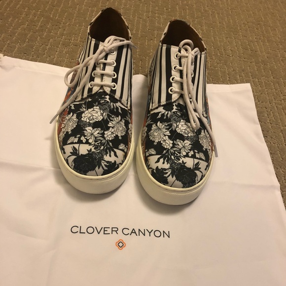 Clover Canyon Shoes - CLOVER CANYON STRIP FLORAL LOW TOP SNEAKER SHOE